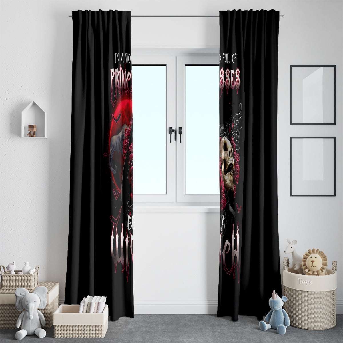 Witch Skull Window Curtain In A World Full Of Princess Be A Witch - Wonder Print Shop