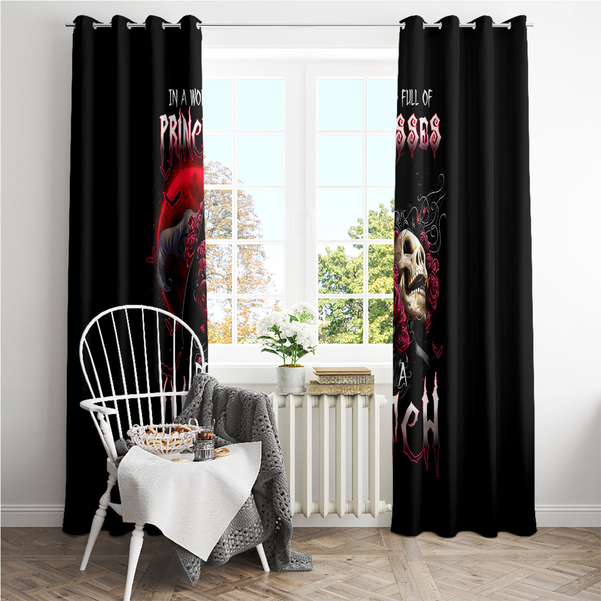 Witch Skull Window Curtain In A World Full Of Princess Be A Witch - Wonder Print Shop