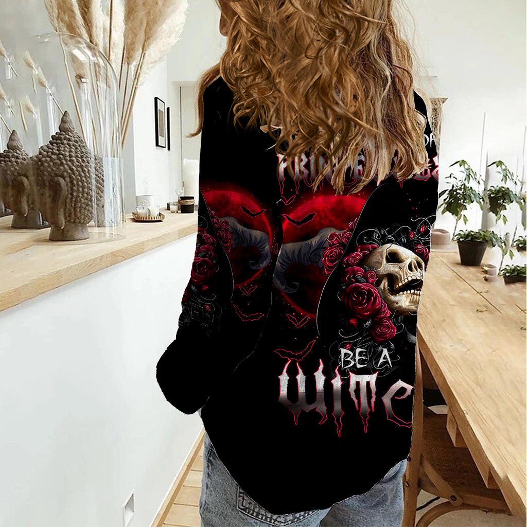 Witch Skull Women Casual Shirt In A World Full Of Princess Be A Witch - Wonder Print Shop