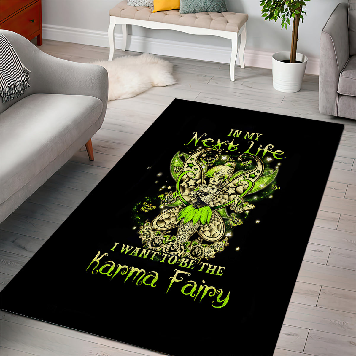 Tinker Fairy Skull Area Rug My Next Life I Want To Be Karma Fairy - Wonder Print Shop