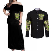 Tinker Fairy Skull Couples Matching Off Shoulder Maxi Dress and Long Sleeve Button Shirts My Next Life I Want To Be Karma Fairy - Wonder Print Shop