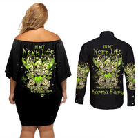 Tinker Fairy Skull Couples Matching Off Shoulder Short Dress and Long Sleeve Button Shirts My Next Life I Want To Be Karma Fairy - Wonder Print Shop