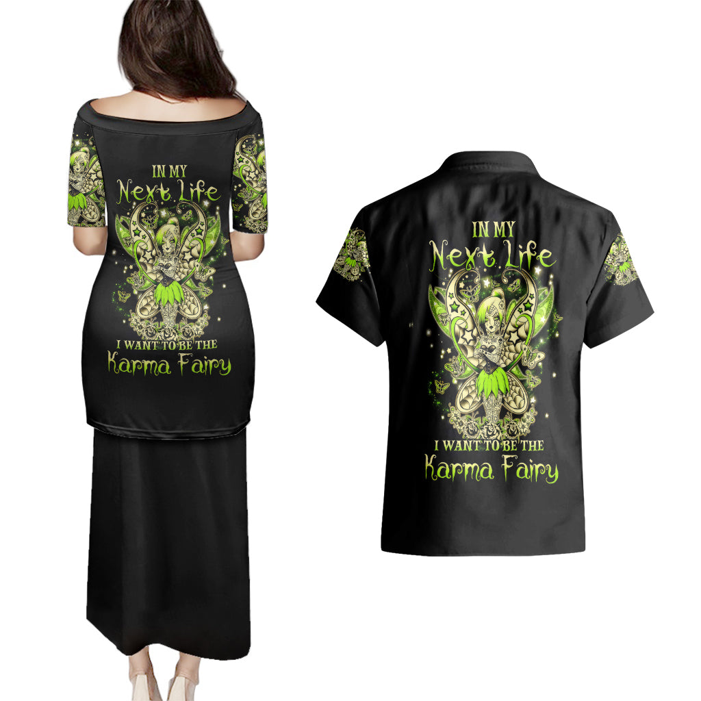 Tinker Fairy Skull Couples Matching Puletasi Dress and Hawaiian Shirt My Next Life I Want To Be Karma Fairy - Wonder Print Shop
