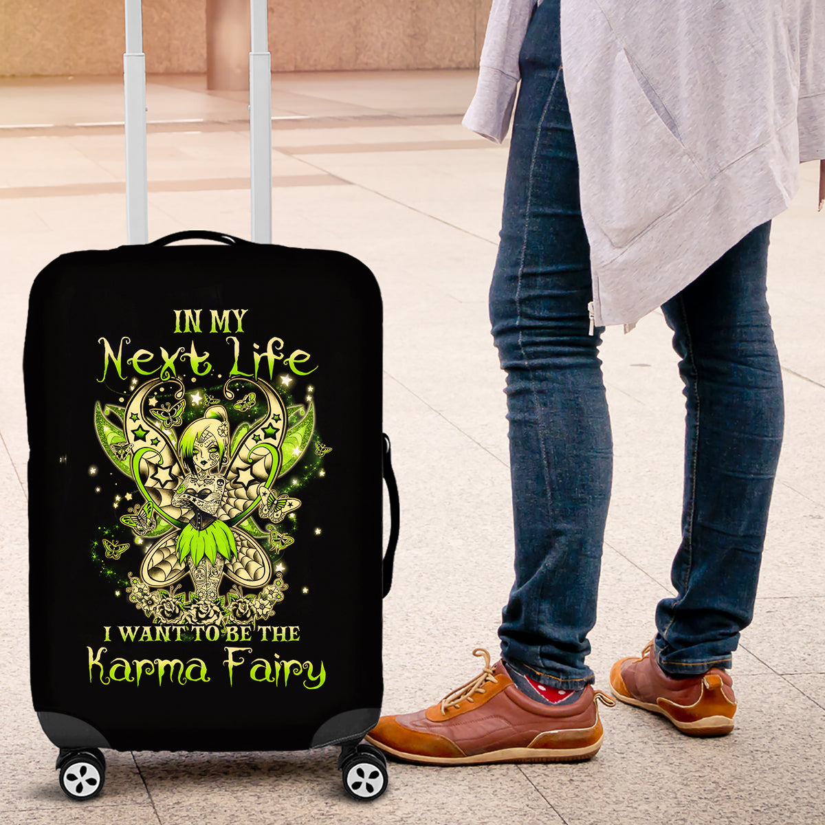 Tinker Fairy Skull Luggage Cover My Next Life I Want To Be Karma Fairy - Wonder Print Shop