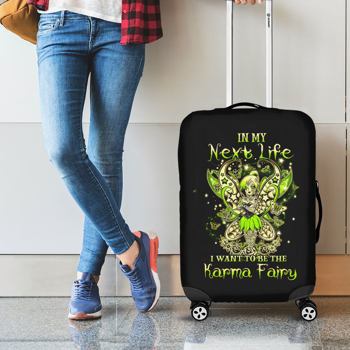 Tinker Fairy Skull Luggage Cover My Next Life I Want To Be Karma Fairy - Wonder Print Shop