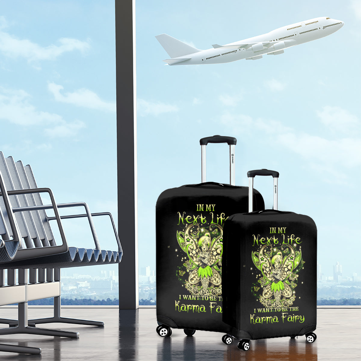 Tinker Fairy Skull Luggage Cover My Next Life I Want To Be Karma Fairy - Wonder Print Shop