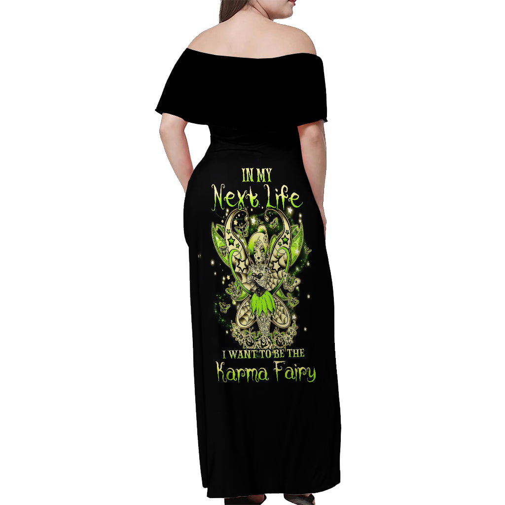 Tinker Fairy Skull Off Shoulder Maxi Dress My Next Life I Want To Be Karma Fairy - Wonder Print Shop