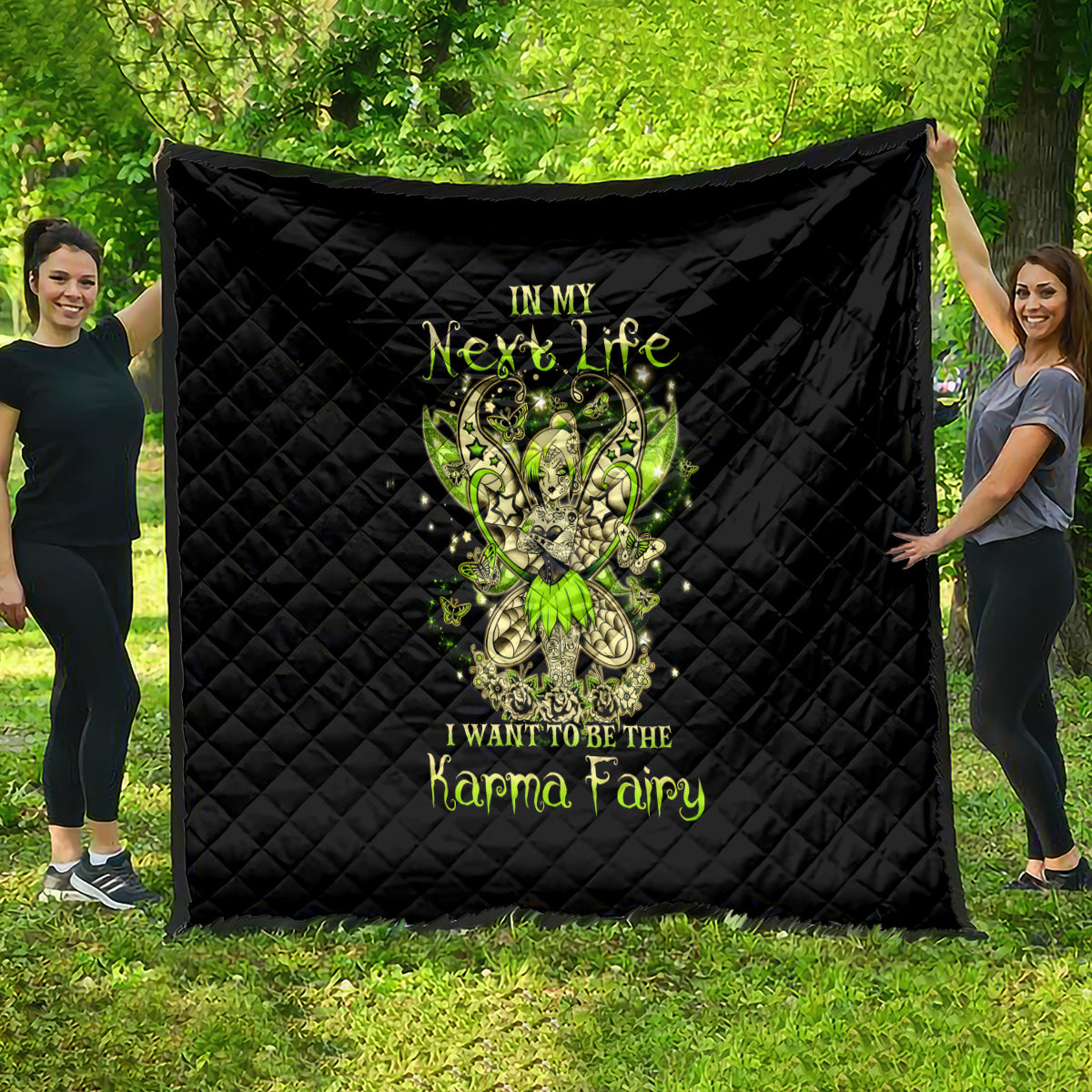Tinker Fairy Skull Quilt My Next Life I Want To Be Karma Fairy - Wonder Print Shop