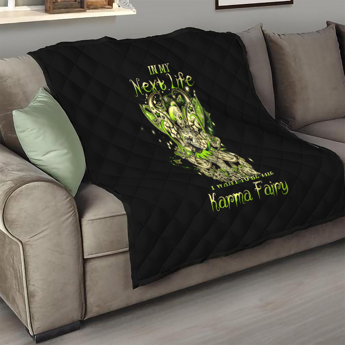Tinker Fairy Skull Quilt My Next Life I Want To Be Karma Fairy - Wonder Print Shop