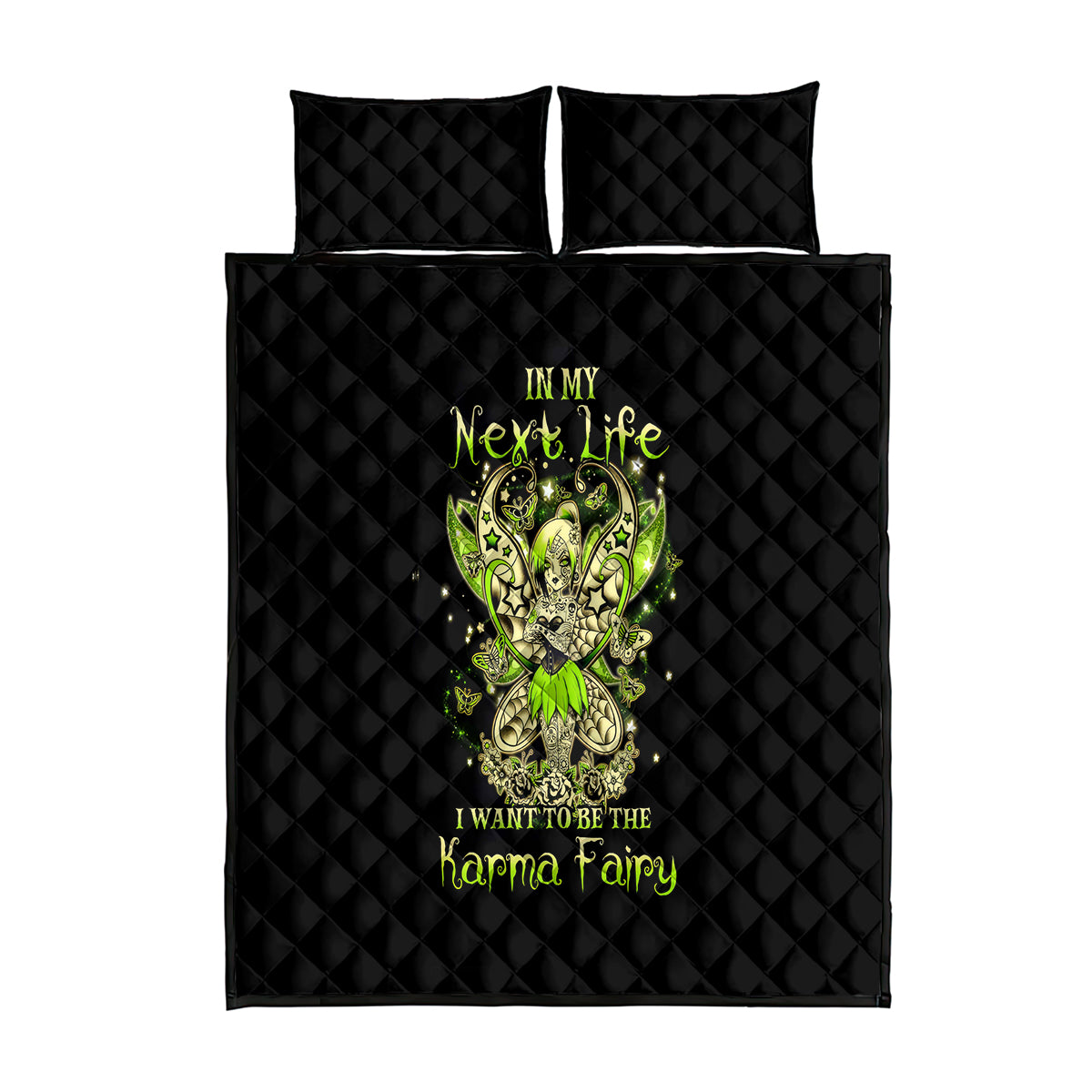 Tinker Fairy Skull Quilt Bed Set My Next Life I Want To Be Karma Fairy - Wonder Print Shop