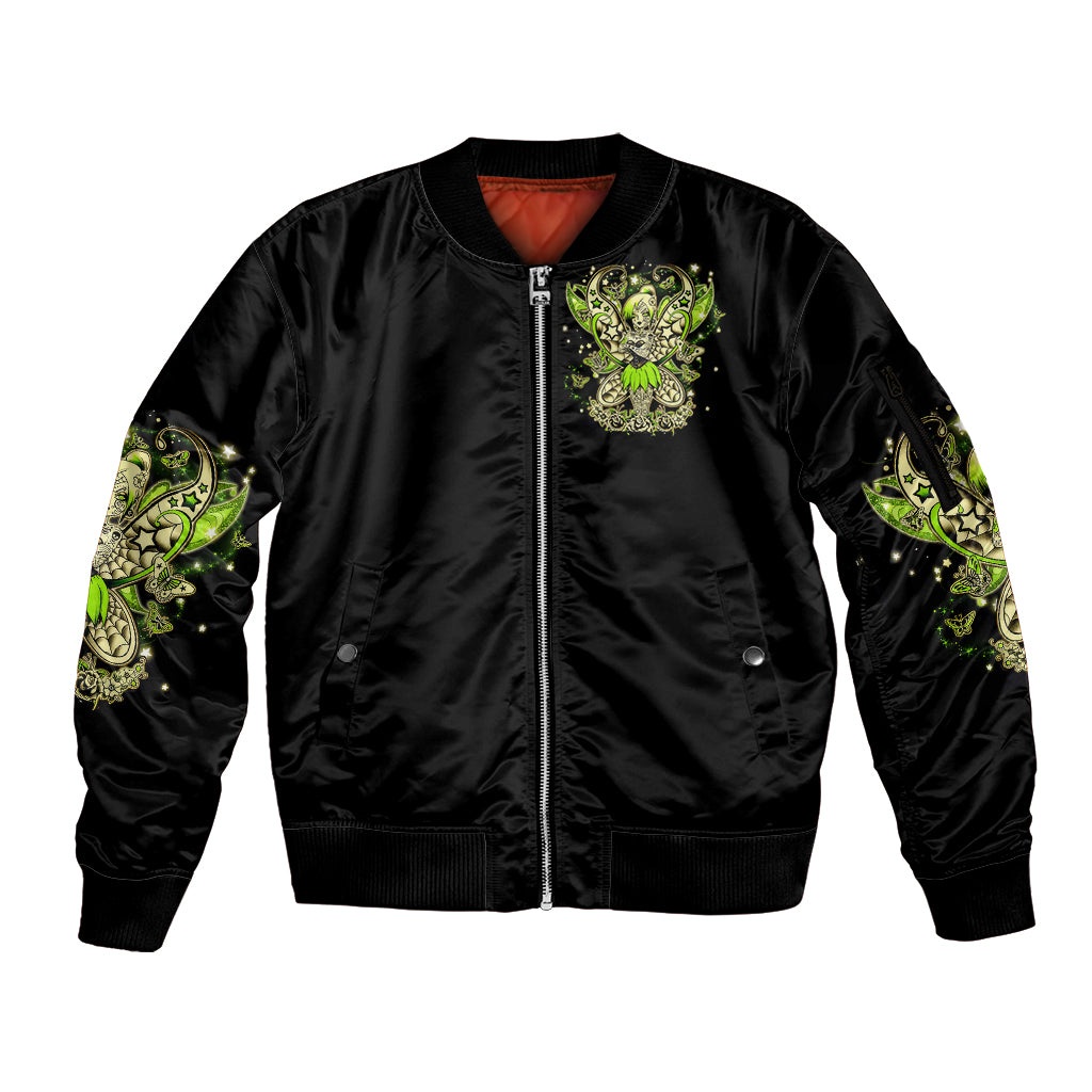 Tinker Fairy Skull Sleeve Zip Bomber Jacket My Next Life I Want To Be Karma Fairy - Wonder Print Shop