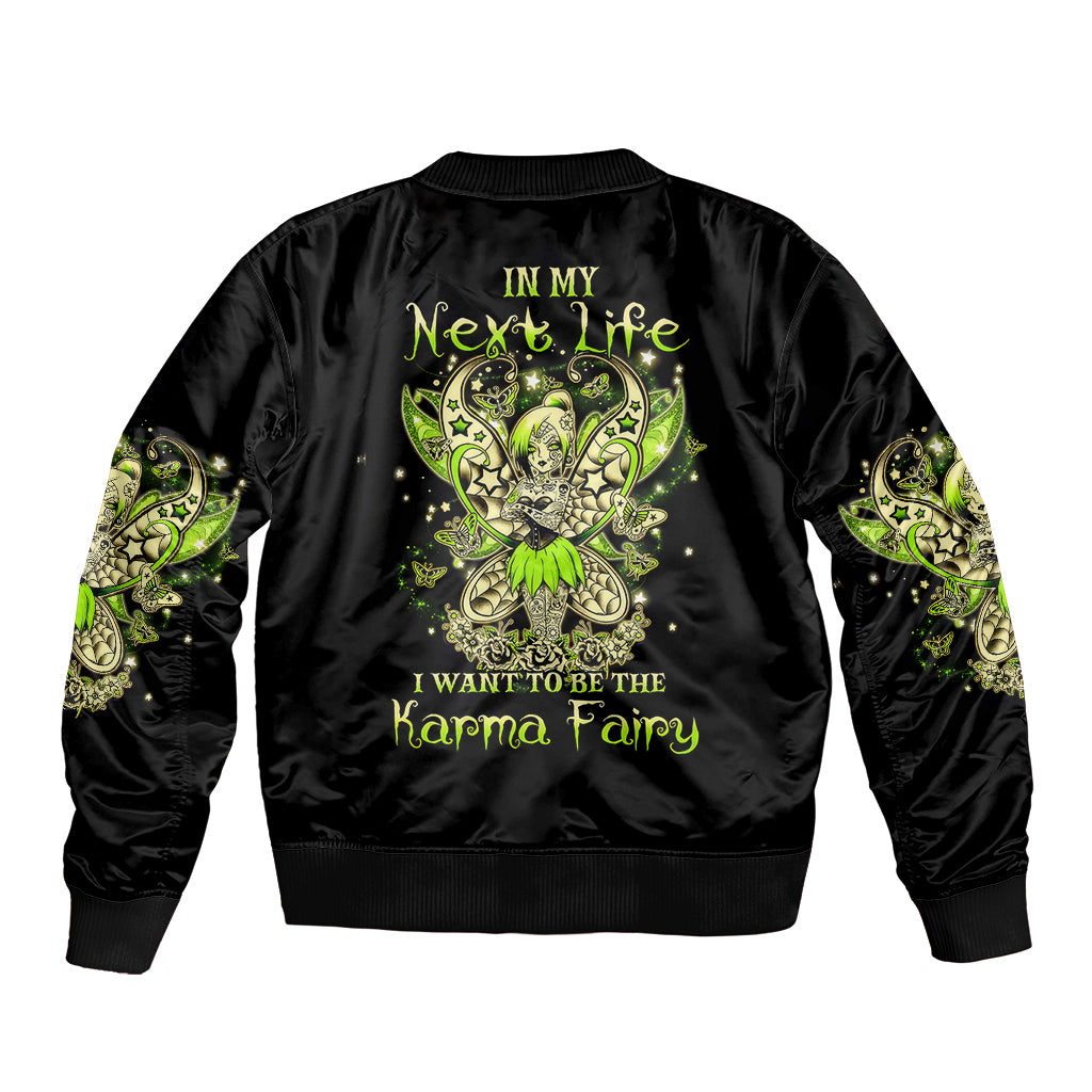 Tinker Fairy Skull Sleeve Zip Bomber Jacket My Next Life I Want To Be Karma Fairy - Wonder Print Shop