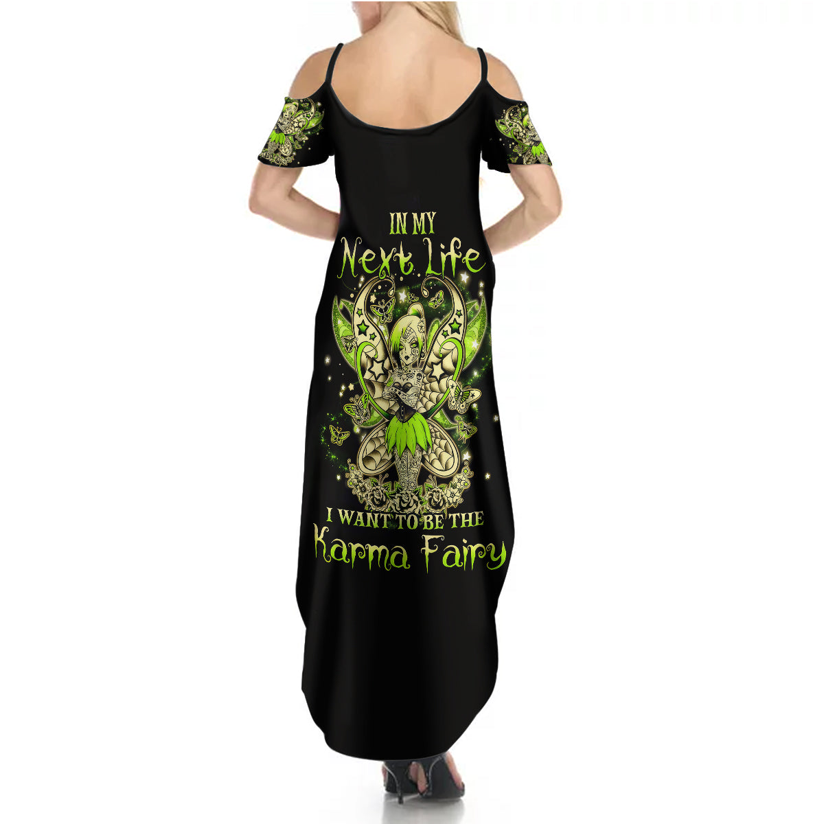 Tinker Fairy Skull Summer Maxi Dress My Next Life I Want To Be Karma Fairy - Wonder Print Shop