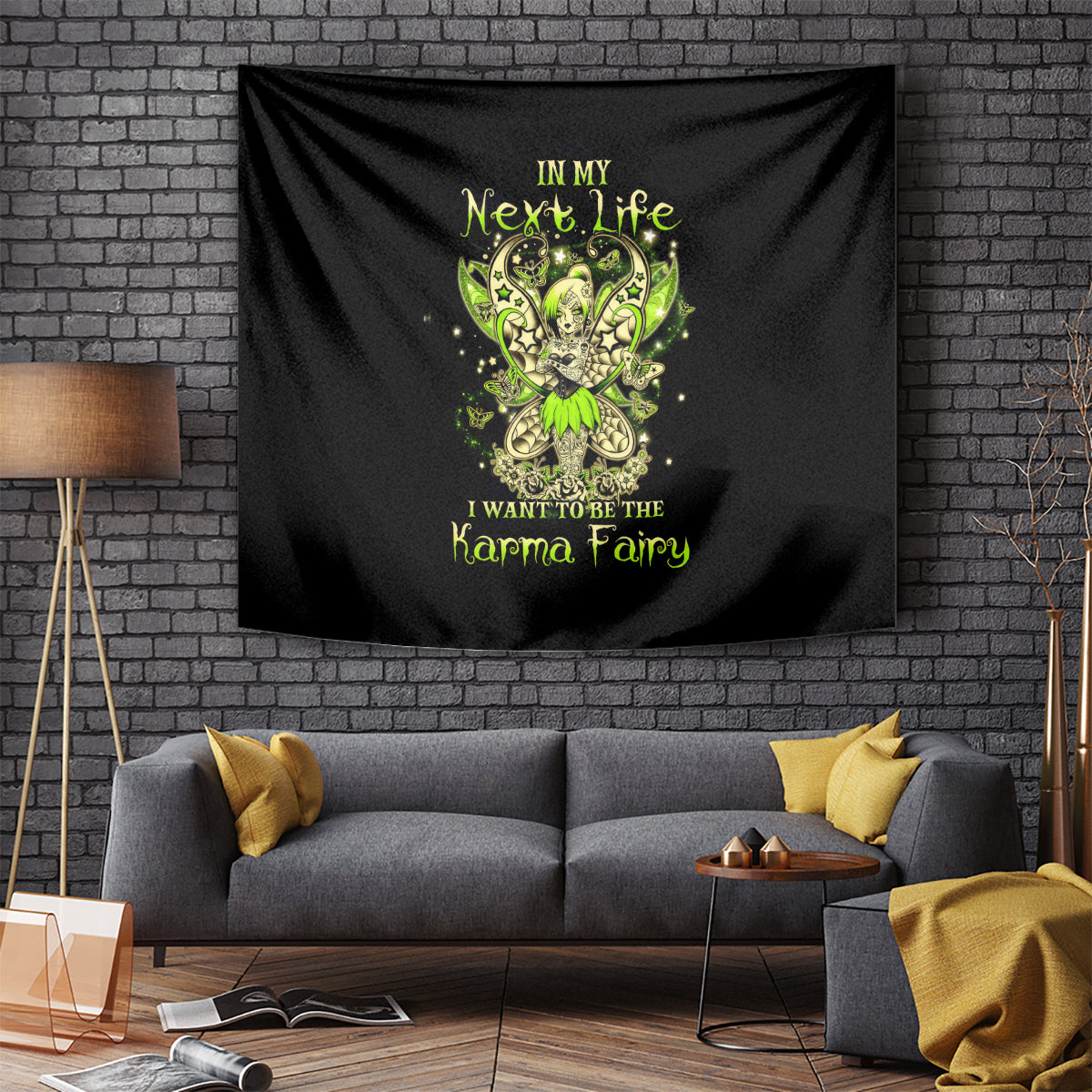 Tinker Fairy Skull Tapestry My Next Life I Want To Be Karma Fairy - Wonder Print Shop