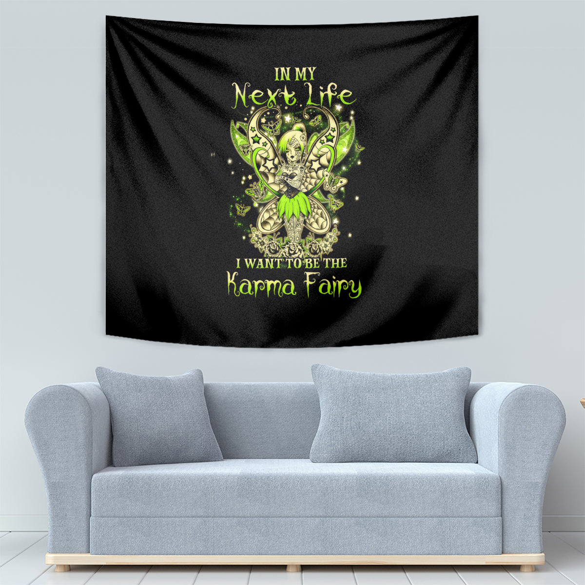 Tinker Fairy Skull Tapestry My Next Life I Want To Be Karma Fairy - Wonder Print Shop