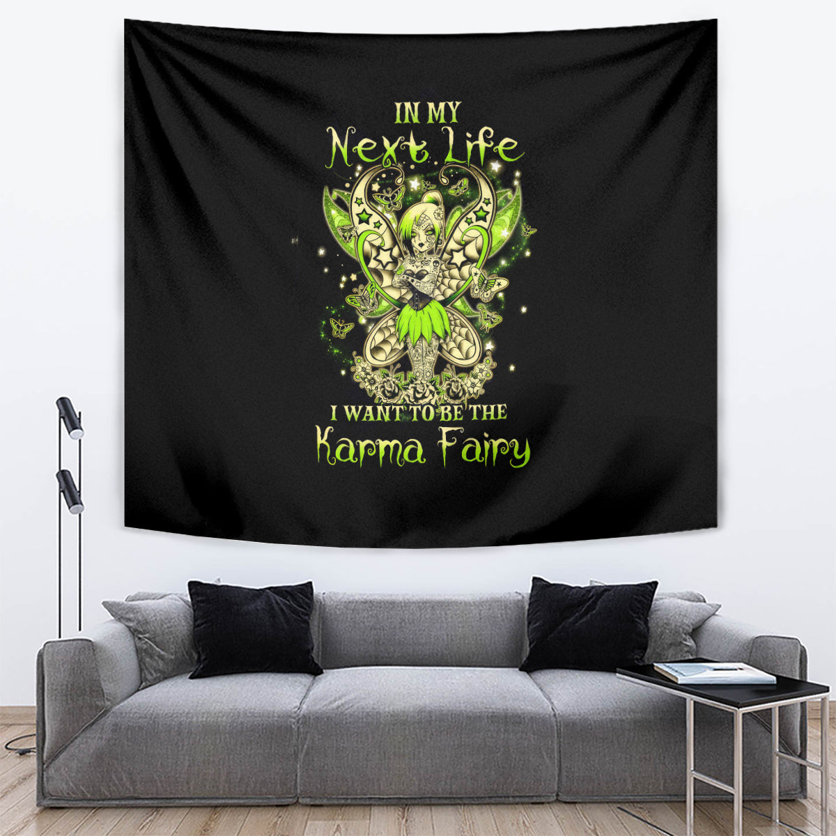 Tinker Fairy Skull Tapestry My Next Life I Want To Be Karma Fairy - Wonder Print Shop