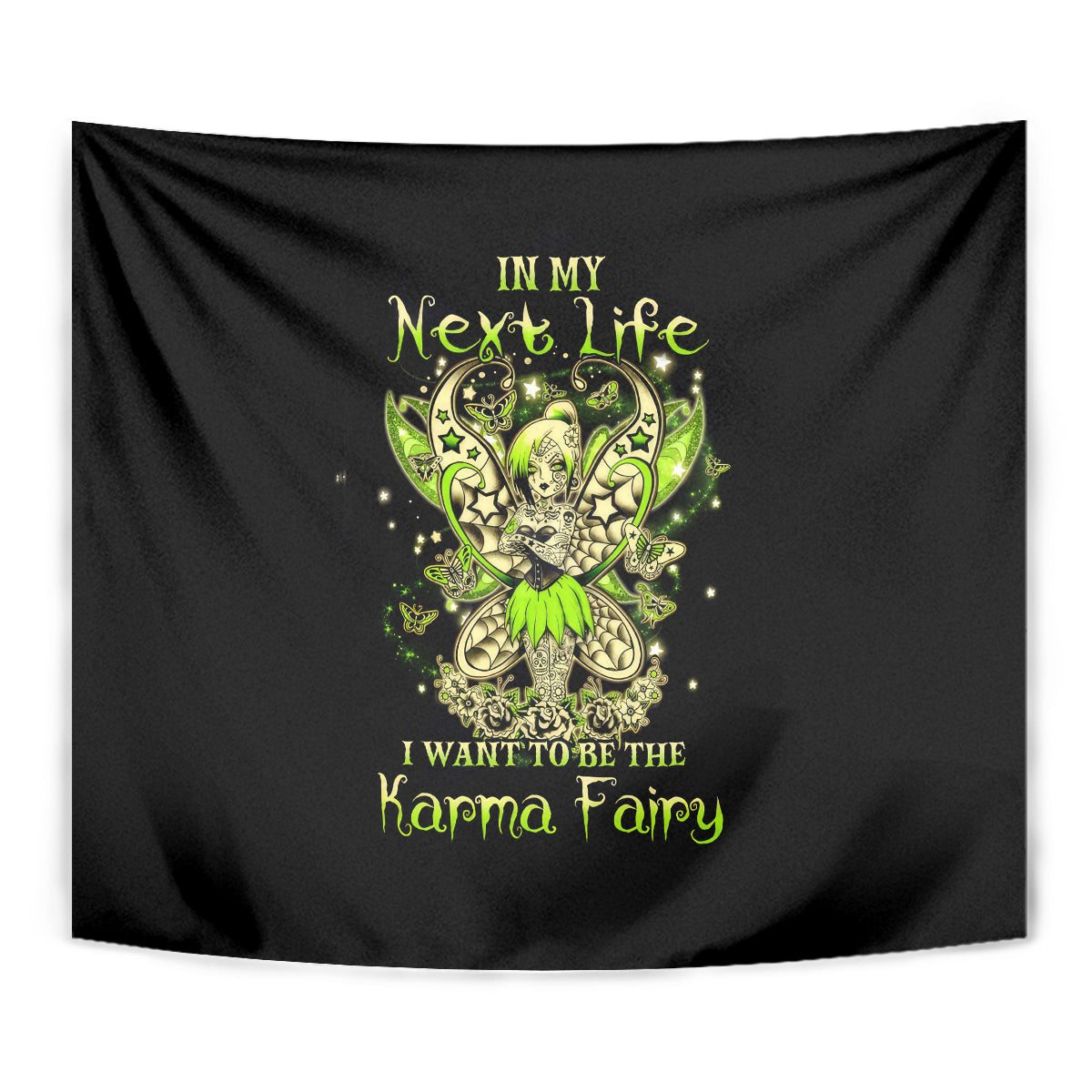 Tinker Fairy Skull Tapestry My Next Life I Want To Be Karma Fairy - Wonder Print Shop