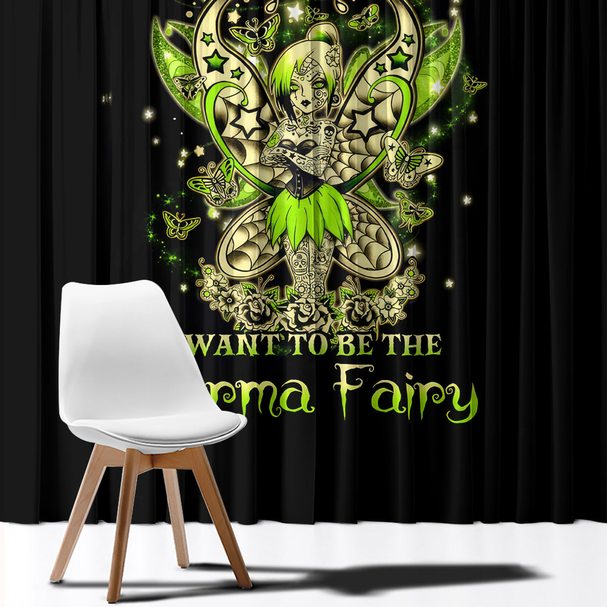 Tinker Fairy Skull Window Curtain My Next Life I Want To Be Karma Fairy - Wonder Print Shop