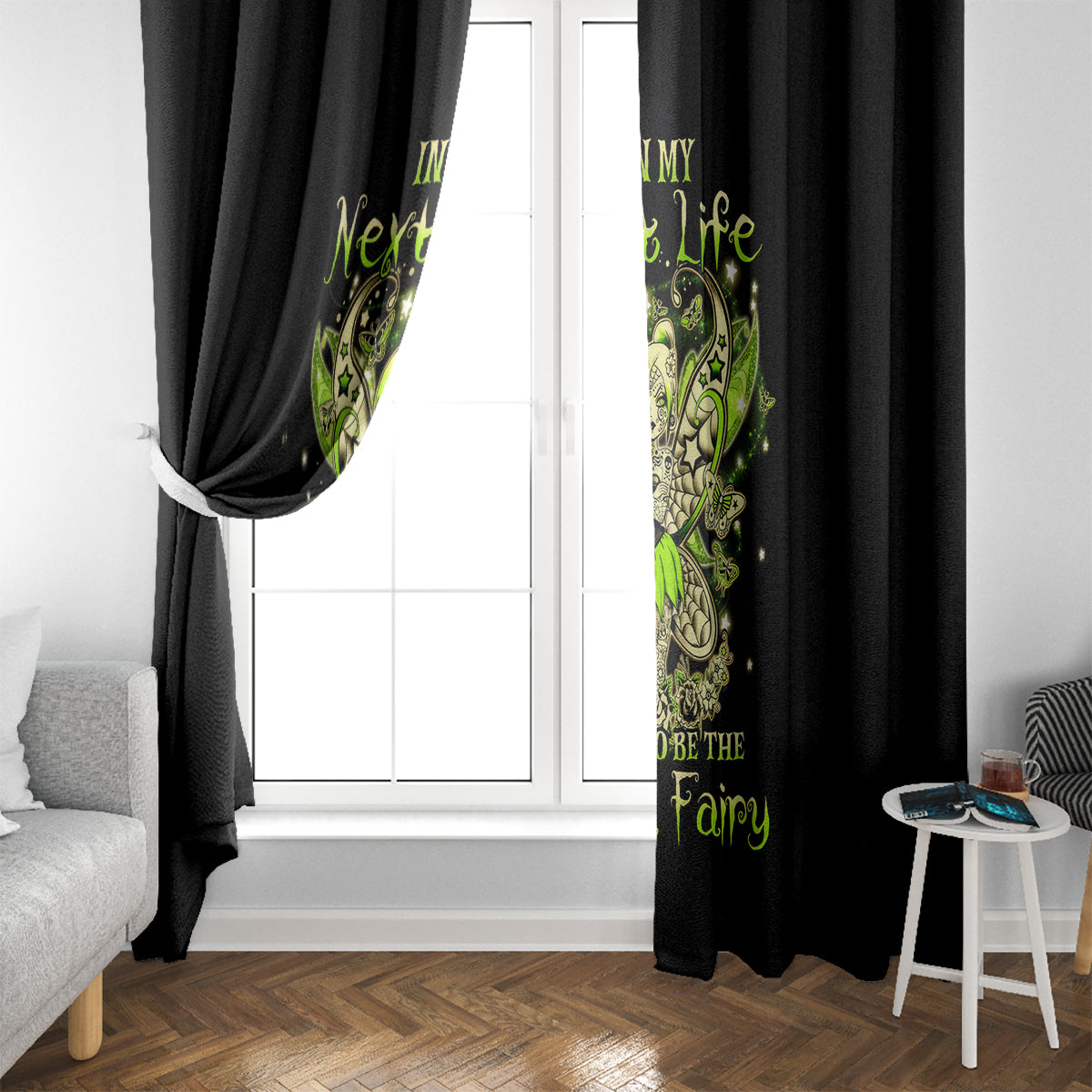 Tinker Fairy Skull Window Curtain My Next Life I Want To Be Karma Fairy - Wonder Print Shop