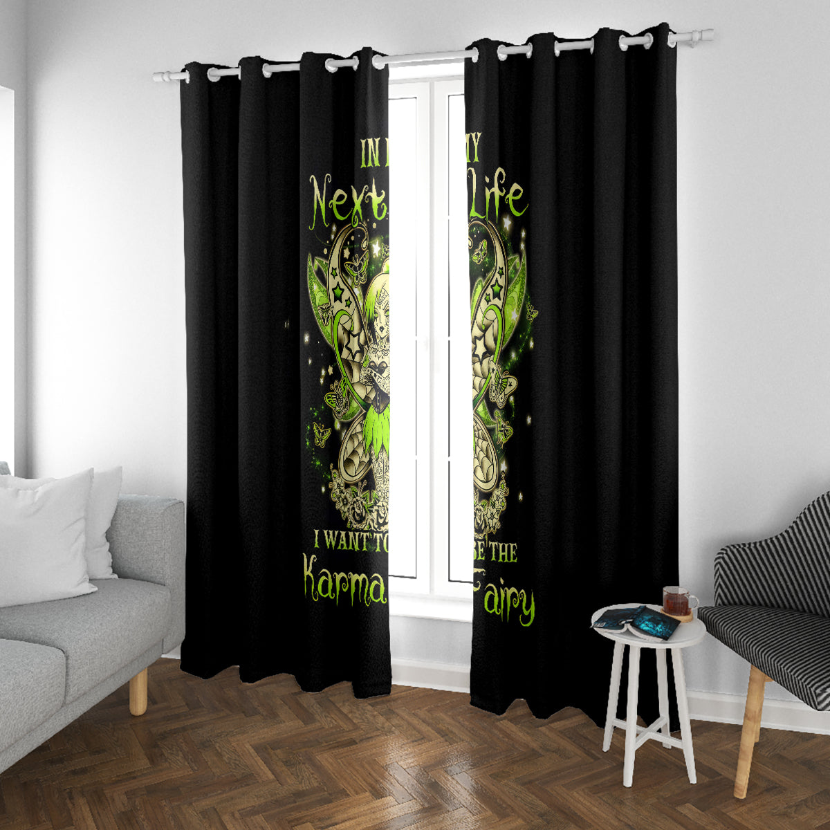 Tinker Fairy Skull Window Curtain My Next Life I Want To Be Karma Fairy - Wonder Print Shop