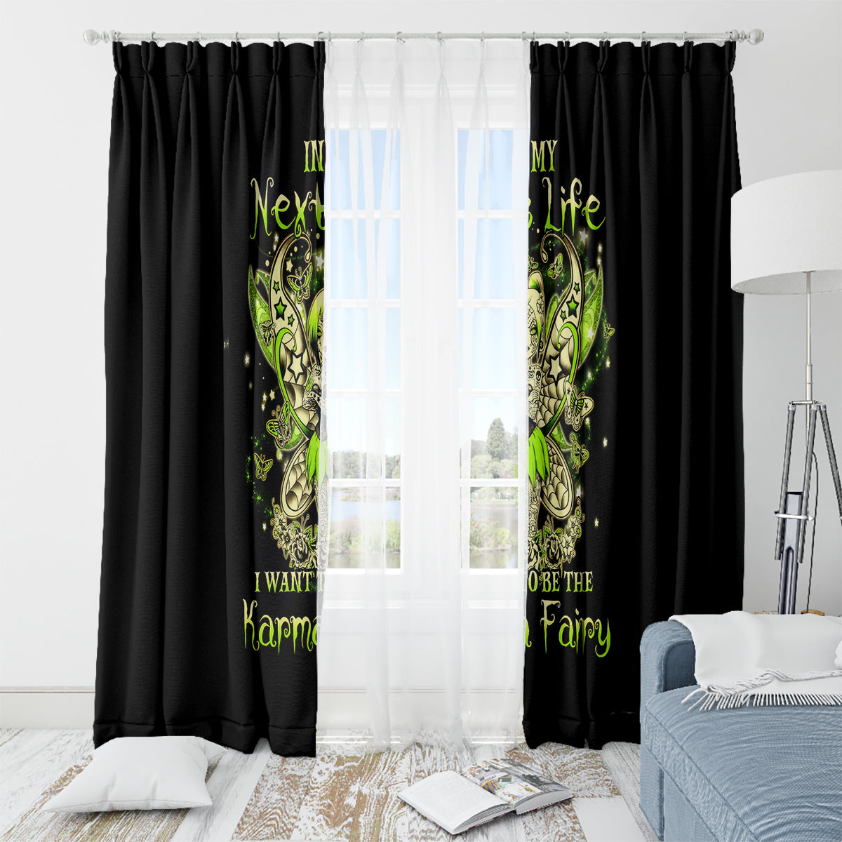 Tinker Fairy Skull Window Curtain My Next Life I Want To Be Karma Fairy - Wonder Print Shop