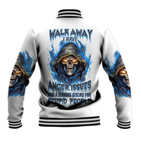 Death Skull Baseball Jacket Walk Away I Have Anger Issues And Dislike For Stupod People - Wonder Print Shop
