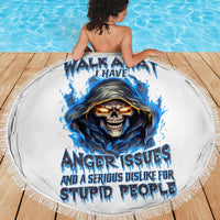 Death Skull Beach Blanket Walk Away I Have Anger Issues And Dislike For Stupod People - Wonder Print Shop