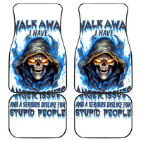 Death Skull Car Mats Walk Away I Have Anger Issues And Dislike For Stupod People - Wonder Print Shop