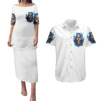 Death Skull Couples Matching Puletasi Dress and Hawaiian Shirt Walk Away I Have Anger Issues And Dislike For Stupod People - Wonder Print Shop