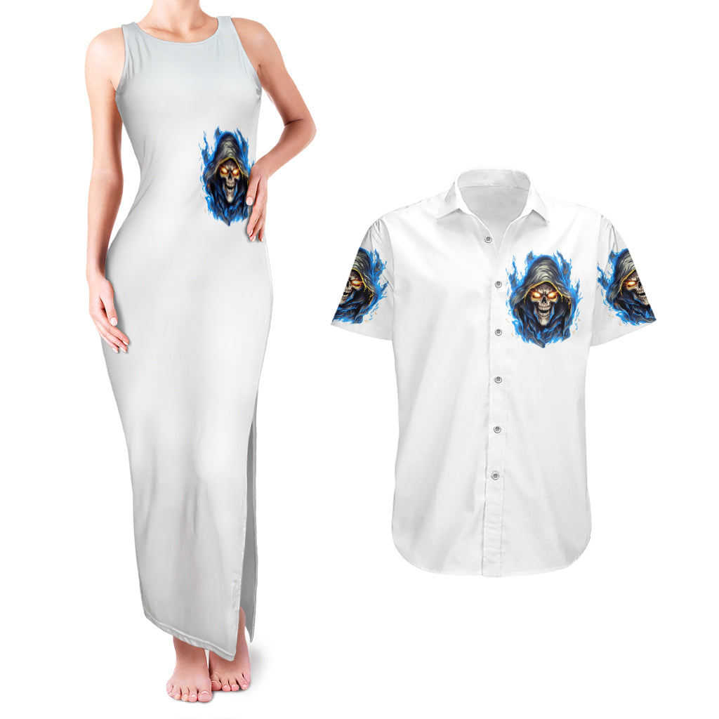 Death Skull Couples Matching Tank Maxi Dress and Hawaiian Shirt Walk Away I Have Anger Issues And Dislike For Stupod People - Wonder Print Shop