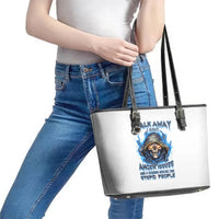 Death Skull Leather Tote Bag Walk Away I Have Anger Issues And Dislike For Stupod People - Wonder Print Shop