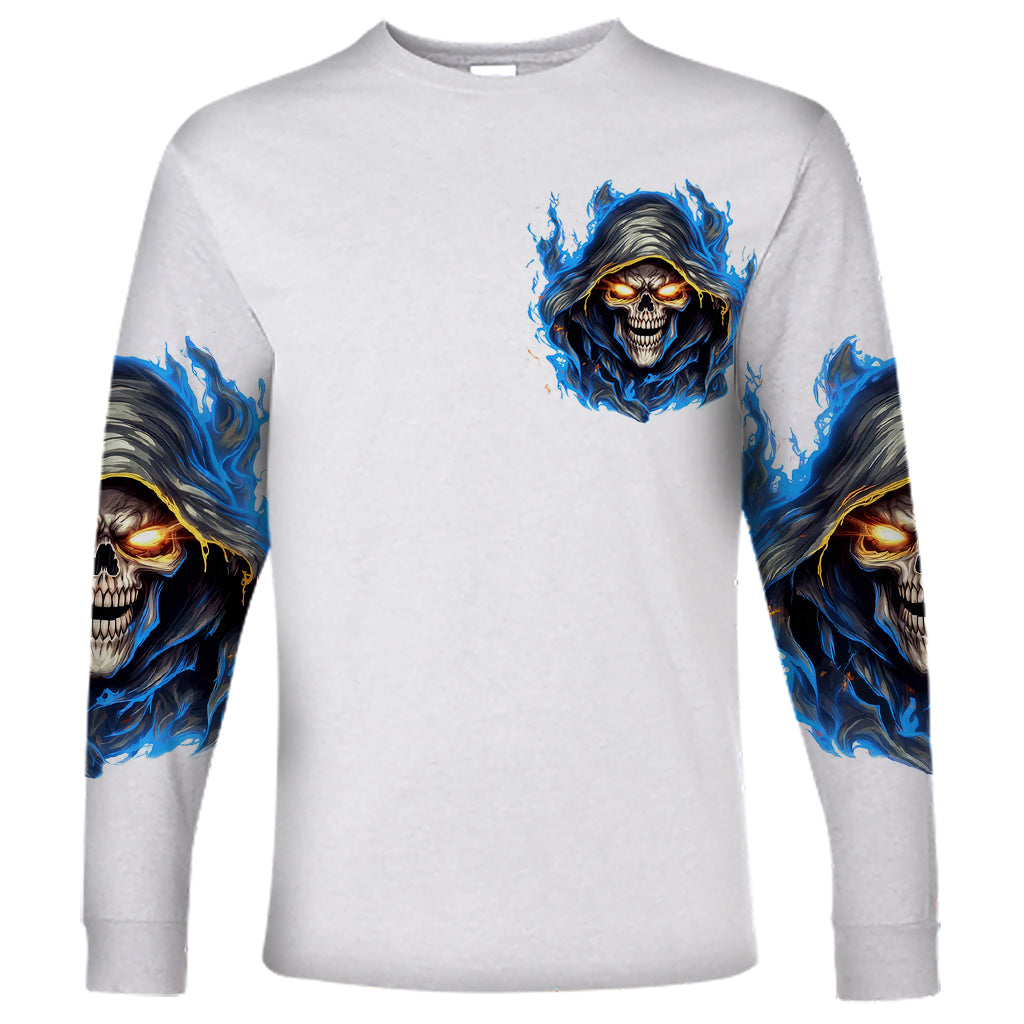 Death Skull Long Sleeve Shirt Walk Away I Have Anger Issues And Dislike For Stupod People - Wonder Print Shop