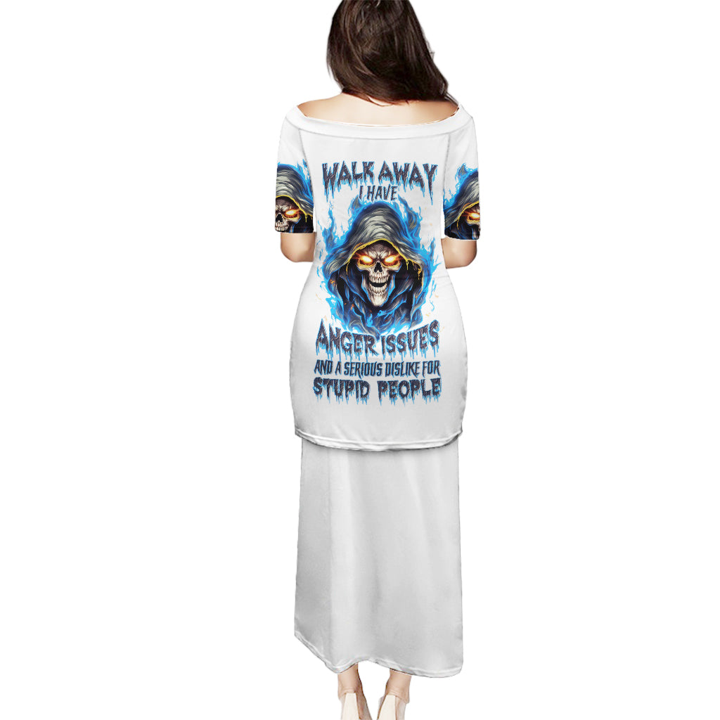 Death Skull Puletasi Walk Away I Have Anger Issues And Dislike For Stupod People - Wonder Print Shop