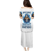 Death Skull Puletasi Walk Away I Have Anger Issues And Dislike For Stupod People - Wonder Print Shop