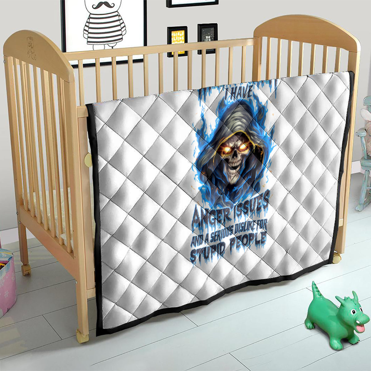 Death Skull Quilt Walk Away I Have Anger Issues And Dislike For Stupod People - Wonder Print Shop