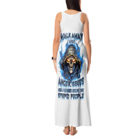 Death Skull Tank Maxi Dress Walk Away I Have Anger Issues And Dislike For Stupod People - Wonder Print Shop