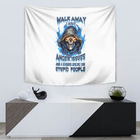 Death Skull Tapestry Walk Away I Have Anger Issues And Dislike For Stupod People - Wonder Print Shop