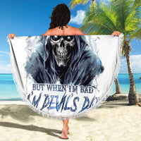 Death Skull Beach Blanket When I'm Good I God's Son But When I'm Bad I'm Devil's Dad - Wonder Print Shop