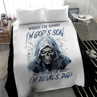 Death Skull Bedding Set When I'm Good I God's Son But When I'm Bad I'm Devil's Dad - Wonder Print Shop