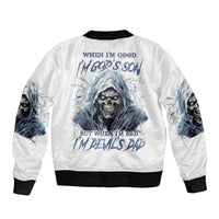 Death Skull Bomber Jacket When I'm Good I God's Son But When I'm Bad I'm Devil's Dad - Wonder Print Shop