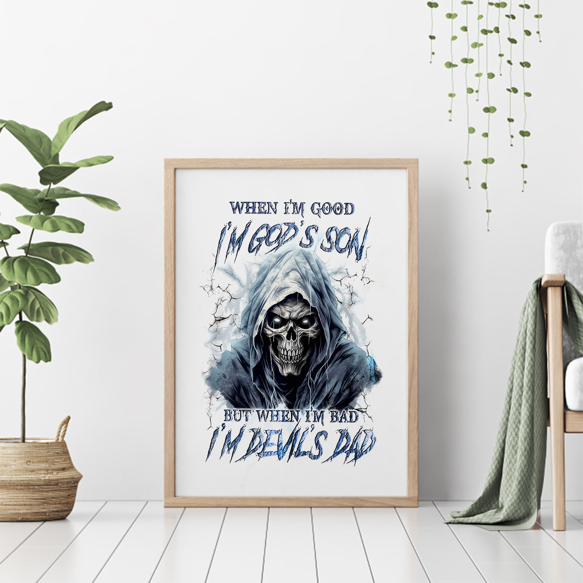 Death Skull Canvas Wall Art When I'm Good I God's Son But When I'm Bad I'm Devil's Dad - Wonder Print Shop