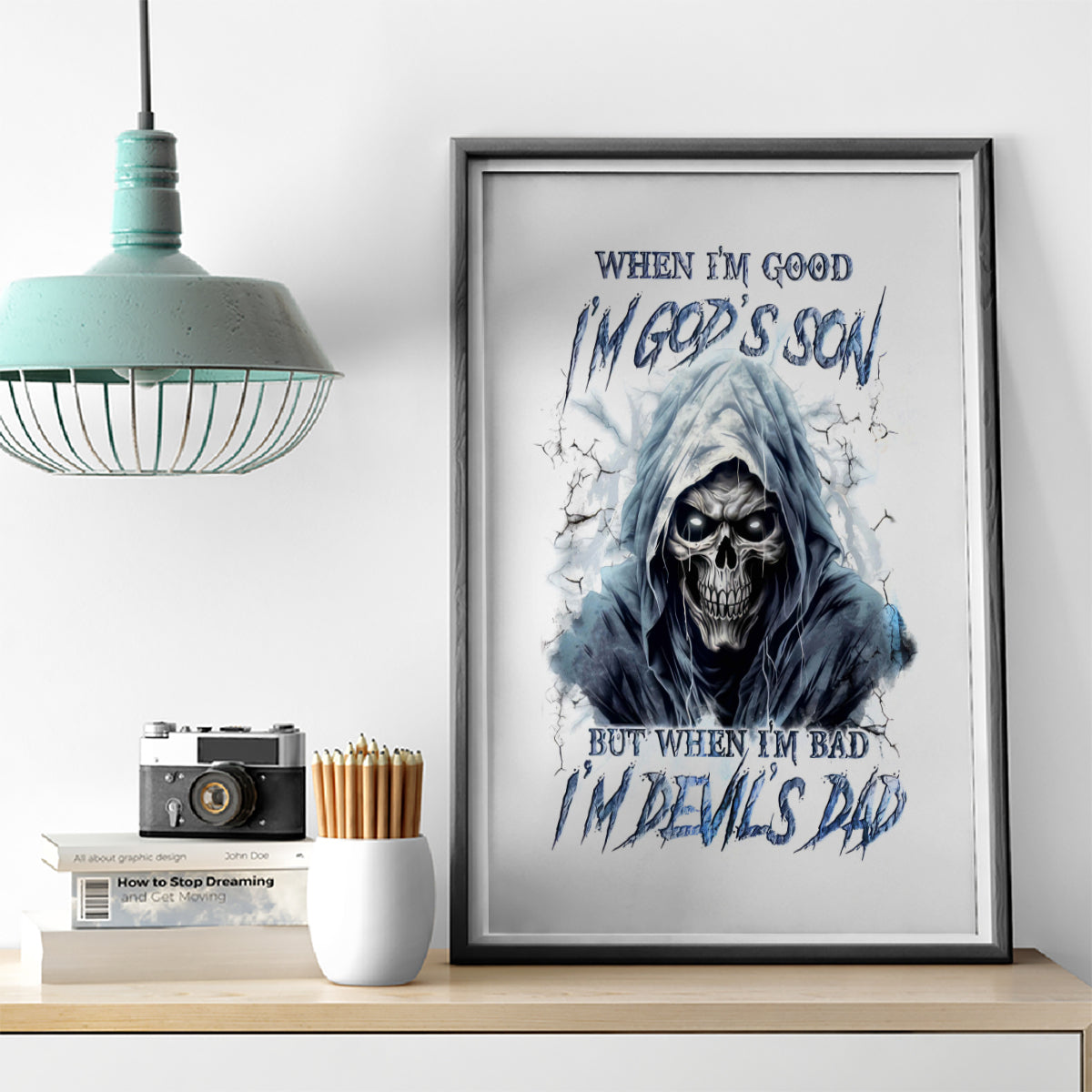 Death Skull Canvas Wall Art When I'm Good I God's Son But When I'm Bad I'm Devil's Dad - Wonder Print Shop