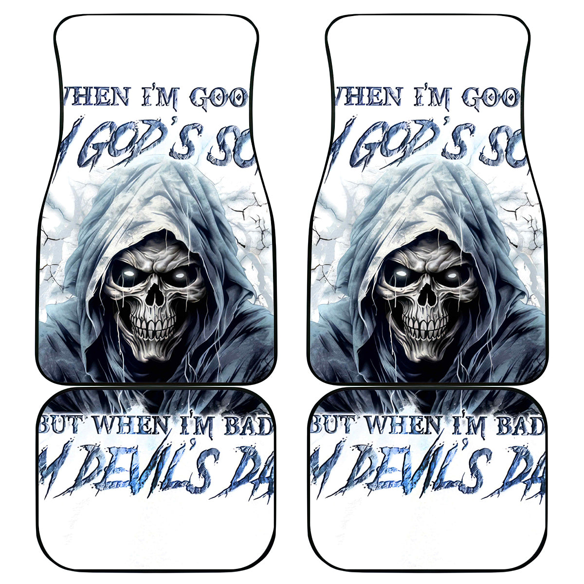 Death Skull Car Mats When I'm Good I God's Son But When I'm Bad I'm Devil's Dad - Wonder Print Shop