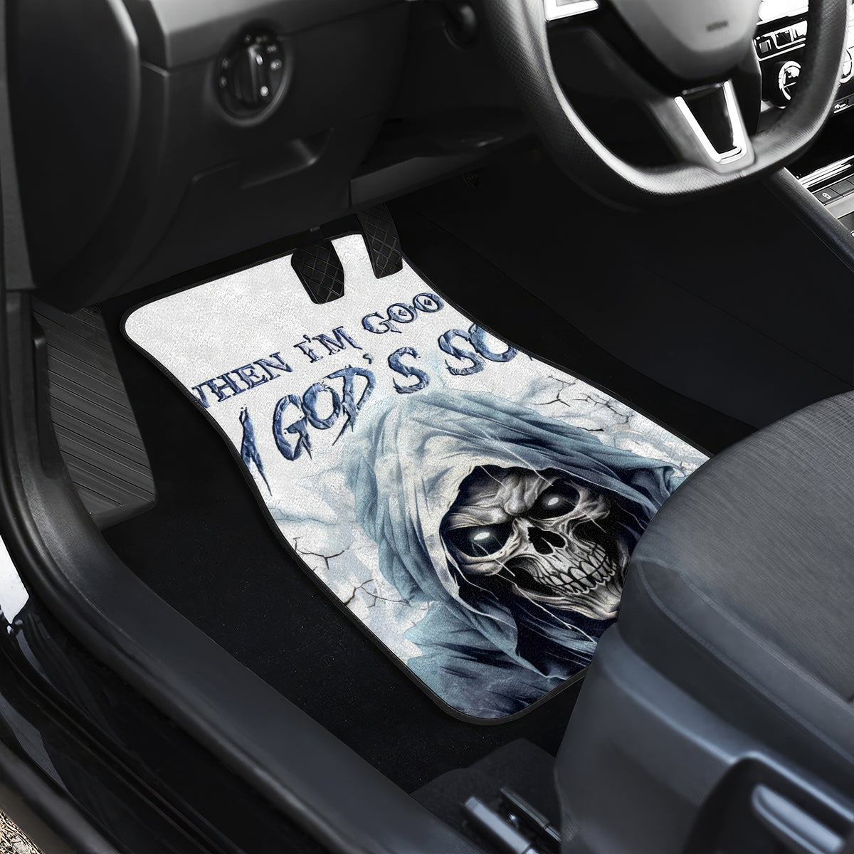 Death Skull Car Mats When I'm Good I God's Son But When I'm Bad I'm Devil's Dad - Wonder Print Shop