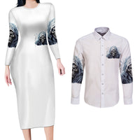 Death Skull Couples Matching Long Sleeve Bodycon Dress and Long Sleeve Button Shirts When I'm Good I God's Son But When I'm Bad I'm Devil's Dad - Wonder Print Shop