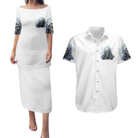 Death Skull Couples Matching Puletasi Dress and Hawaiian Shirt When I'm Good I God's Son But When I'm Bad I'm Devil's Dad - Wonder Print Shop