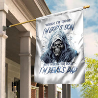 Death Skull Garden Flag When I'm Good I God's Son But When I'm Bad I'm Devil's Dad - Wonder Print Shop