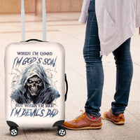 Death Skull Luggage Cover When I'm Good I God's Son But When I'm Bad I'm Devil's Dad - Wonder Print Shop