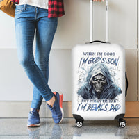 Death Skull Luggage Cover When I'm Good I God's Son But When I'm Bad I'm Devil's Dad - Wonder Print Shop