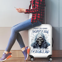 Death Skull Luggage Cover When I'm Good I God's Son But When I'm Bad I'm Devil's Dad - Wonder Print Shop